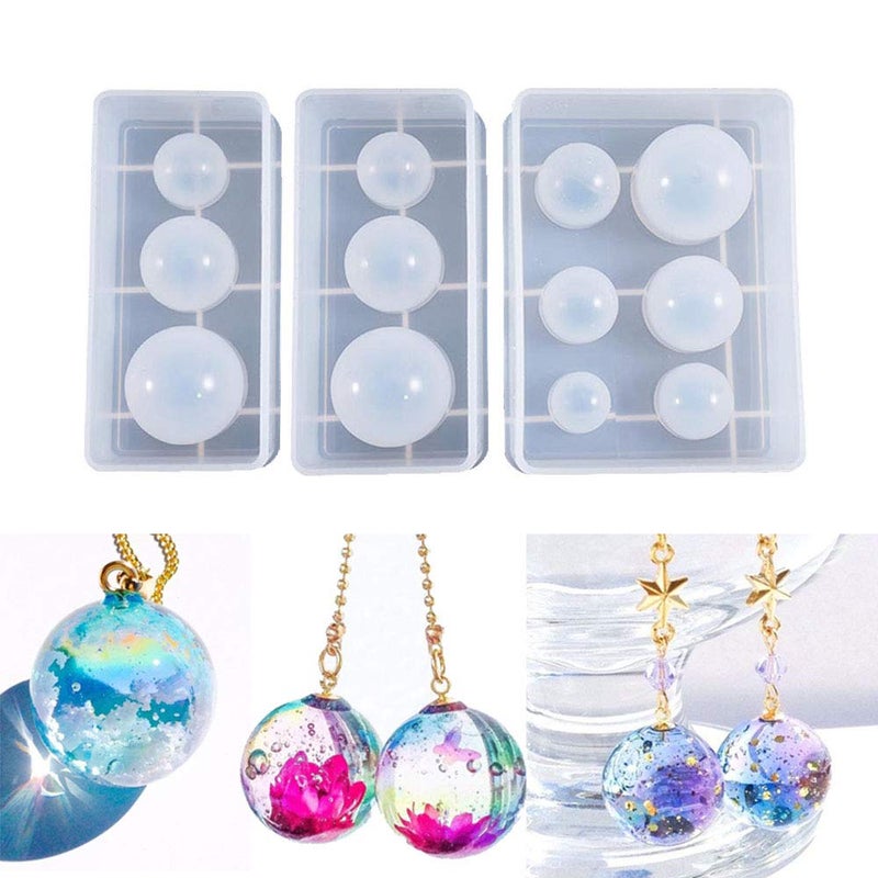 DyAi Silicone Ball Mold, DyAi 3pcs Resin Epoxy Mold, Universe Spheroid Moulds, Orbs Pendant Casting Molds for UV Resin Crafts, DIY Jewelry Making - Image 1